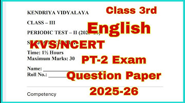 KVS Class 3rd English PT2 Exam sample paper 2025-26 with Answers.