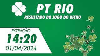 🍀 Resultado da PT Rio 14:20 – Resultado do Jogo do Bicho de Hoje 01/04/2024 - AO VIVO