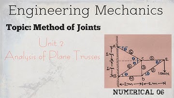 EM_08: Analysis of Plane Trusses (Numerical 7): Joint Method | Engineering Mechanics| By V. Somesh