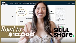 How much can you make on SkillShare? | Road to $10,000, Monthly Earnings review , Tips for success!