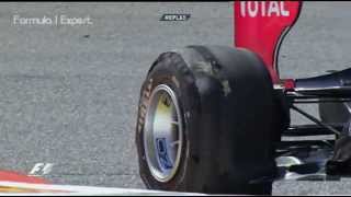 Sebastian Vettel Puncture Slow Motion - F1 2013 Belgium Gp Hd
