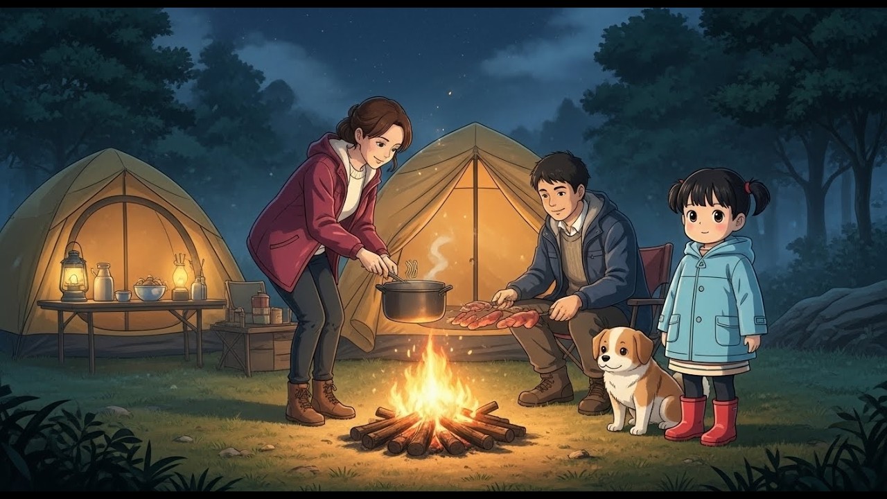 Cozy Jungle Camping Night ASMR🌿 | Ghibli Inspired| Cooking,Relaxing & Soft Ambient ASMR