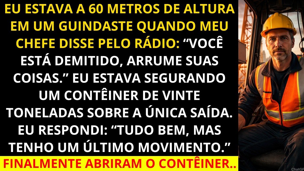 Fui demitido de um guindaste a 60 metros de altura. 