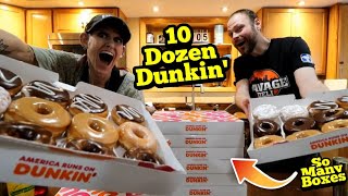 10 Dozen Dunkin Donuts Challenge | ManVFood | Molly Schuyler