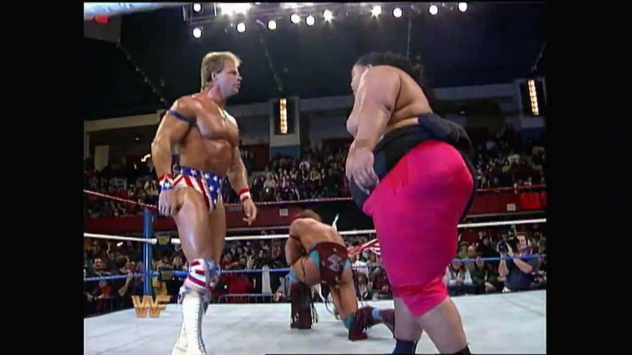 Lex Luger Slams Yokozuna during Tatanka vs Ludvig Borga Match! 1993 (WWF)