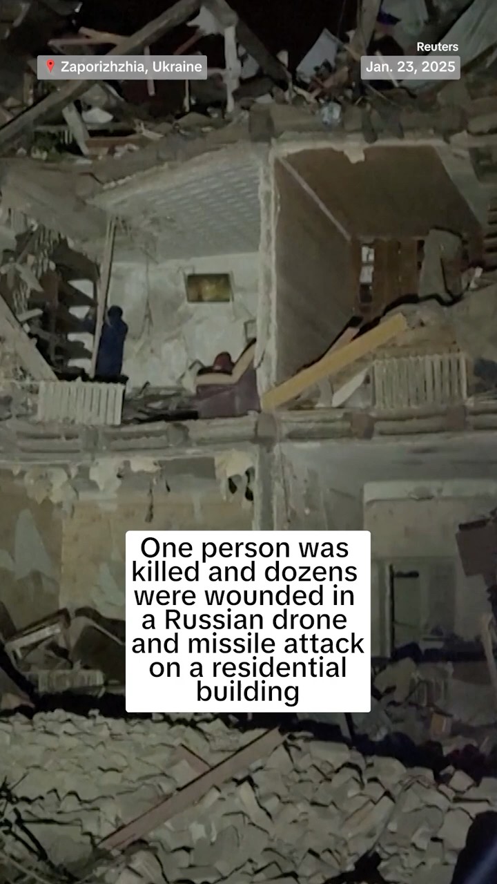 One person was killed in a Russian drone and missile attack on a residential building