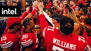 Go Inside the 49ers Locker Room Following Divisional Round Win vs. Packers