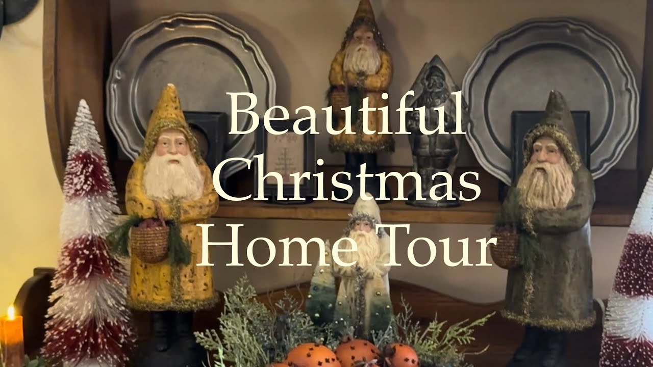 Christmas Home Tour ~ Decorated with Antiques in a Colonial & Primitive style.