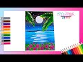 Cómo dibujar un PAISAJE NOCTURNO DE PLAYA - Paso a paso con ACUARELA
