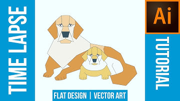 Flat Design Vector Art Time Lapse | Speed Art | Dog & Puppy