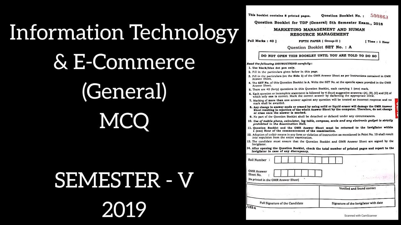 Information Technology and E-Commerce  (General) MCQ 5th Semester 2019 Commerce Question Paper