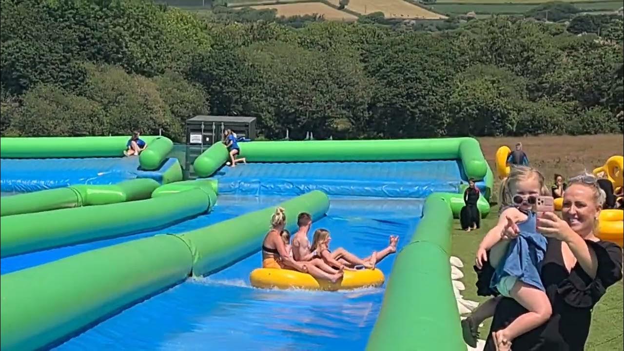 3/6/23 110m Giant water Slip and Slide Cornwall YouTube