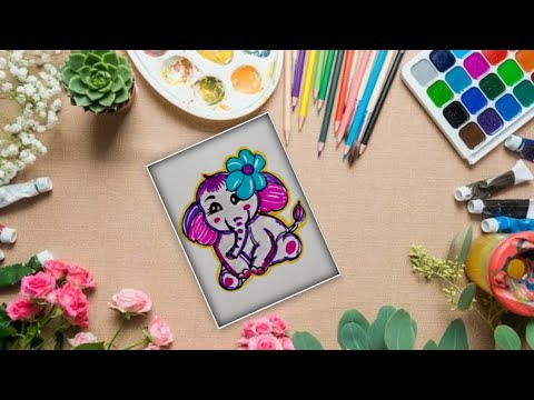 🌸+🐘? cute mini drawing #minidrawing - YouTube