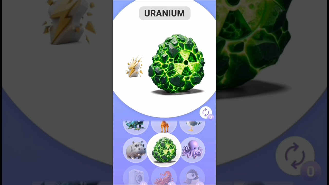 Kombinasi Berlian.  Listrik Dengan Uranium = ???. Animash Game