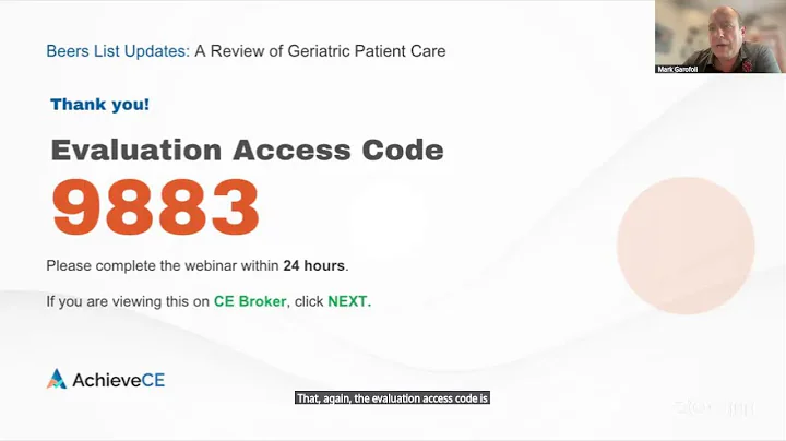 Beers List Updates: A Review of Geriatric Patient Care - Live Webinar on 08/18/25