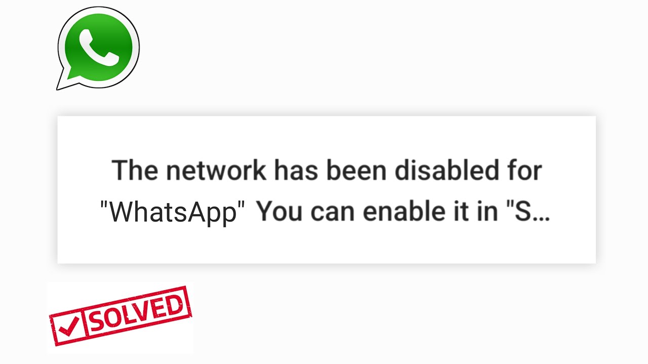 The Network Has Been Disabled For WhatsApp You Can Enable it in Setting ...