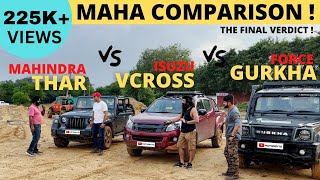 Mahindra Thar Vs Force Gurkha Vs Isuzu V Cross | Best Off-roading Vehicle? | Part-1 #motorbyte