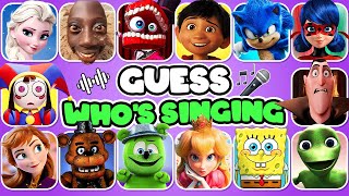 GUESS THE CHARACTERS BY SONG AND DANCE | Elsa, Tenge Tenge, LadyBug, Peach, Caine, Freddy,  Pomni