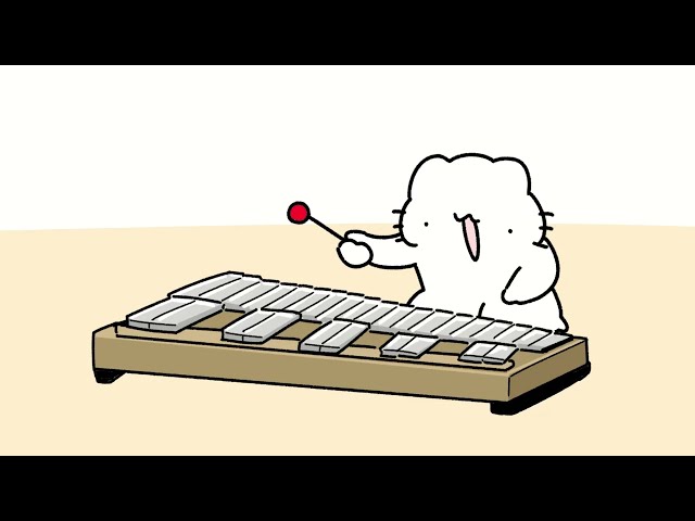 鉄琴を奏でるネコ