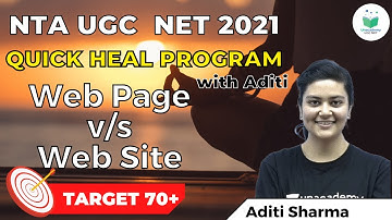 NTA UGC NET 2021 | Quick Heal Program with Aditi Sharma | Web Page v/s Web Site