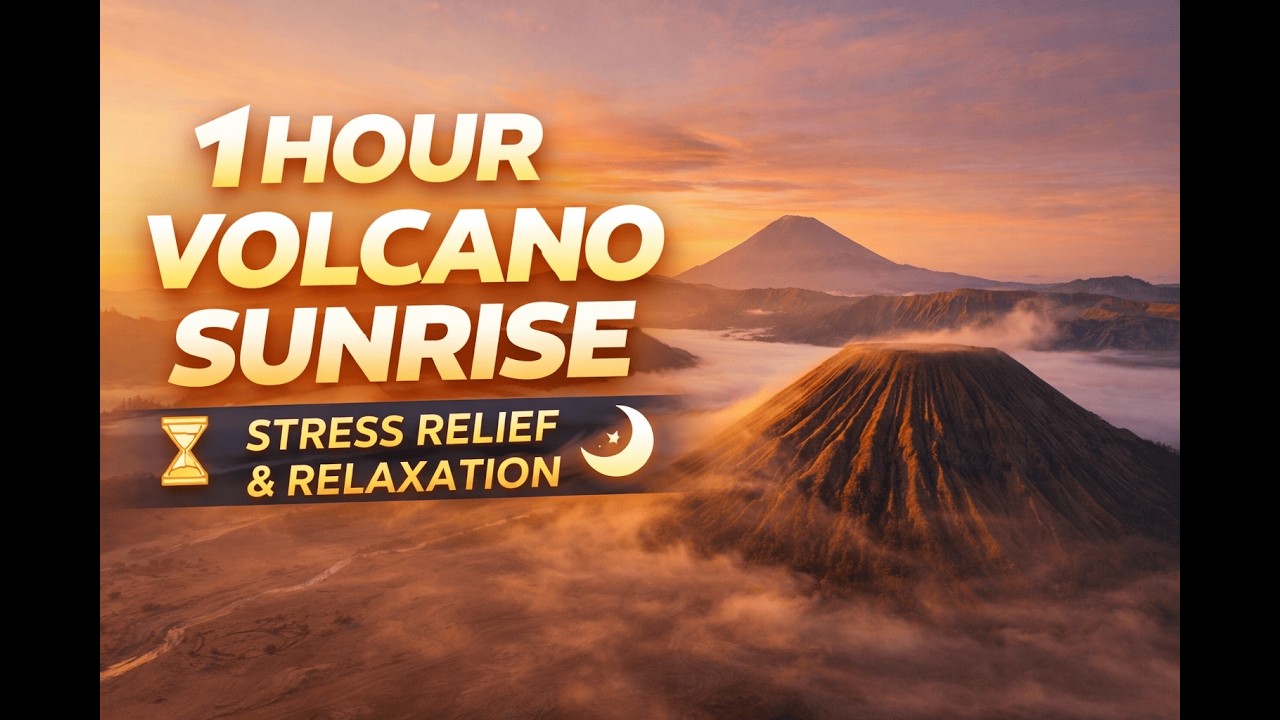 1 Hour Volcano Sunrise Relaxation 🌄 Cinematic Nature Ambience for Deep Calm & Stress Relief
