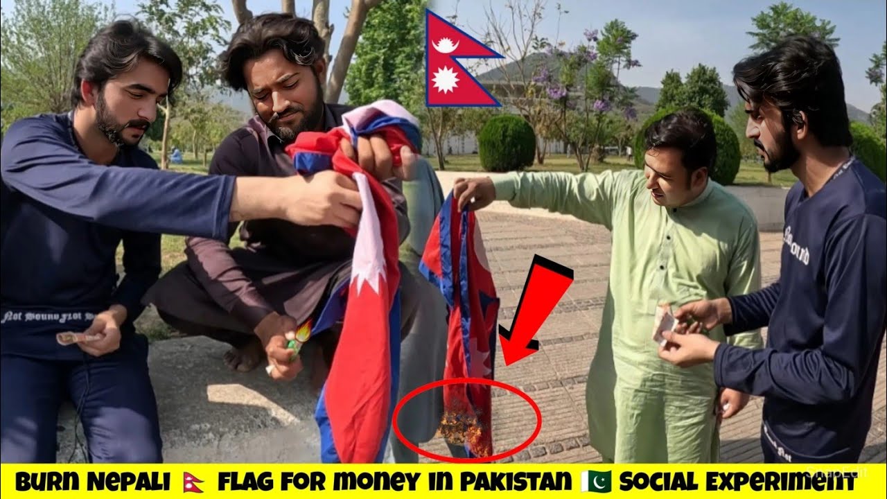 Burn Nepali 🇳🇵 flag for money | Social Experiment in Pakistan 🇵🇰 | Experiment gone wrong |