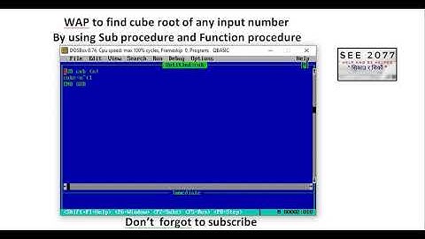WAP to find cube root of any input number By using Sub procedure and Function procedure