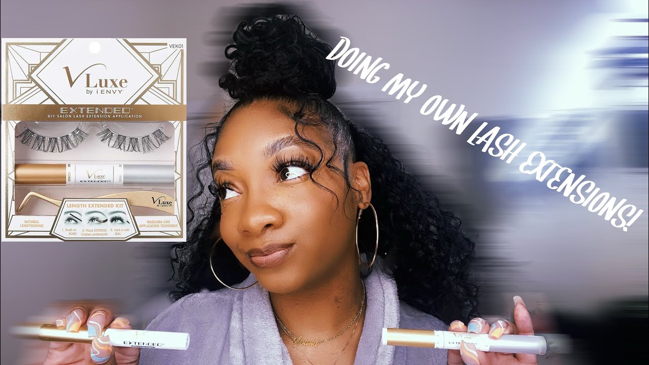 INSTALLING MY OWN LASH EXTENSIONS FEATURING. vLuxe by iEnvy! - YouTube