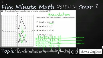 8th Grade STAAR Practice Transformations on the Coordinate Plane (8.10C - #8)
