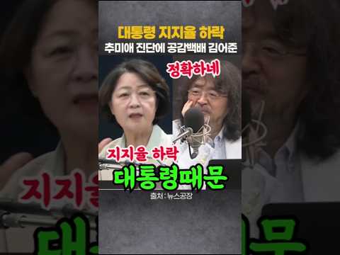 대통령 지지율 하락 <strong>추미애</strong> 진단에 공감백만배 #추미애김어준 #뉴스채널