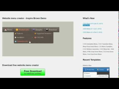 Website menu creator: immediate loading of the menu