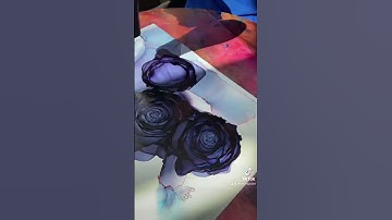Part II: Copic Slate alcohol ink roses flowers pour painted with a hairdryer #fluidart #alcoholink