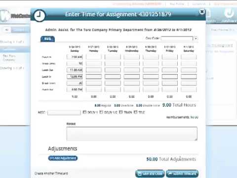 Employee: Creating a Timecard in WebCenter 6 (TempWorks)
