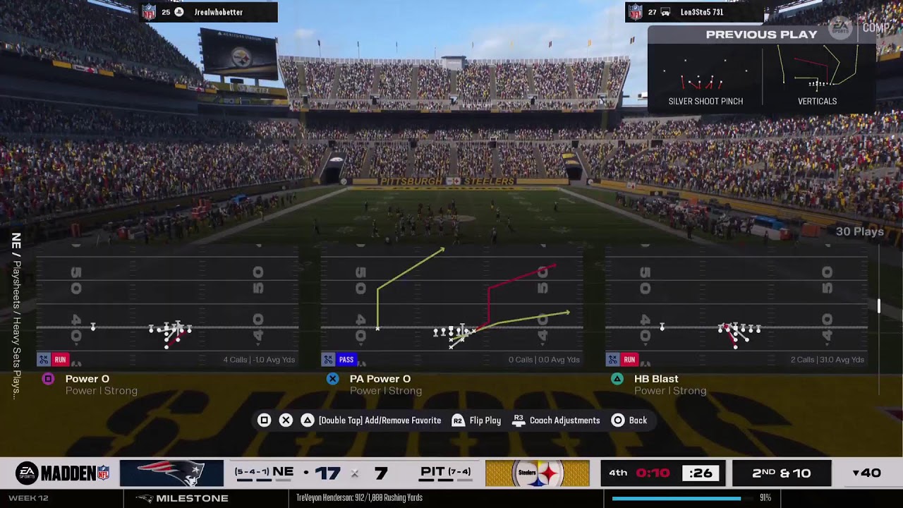 Patriots vs Steelers