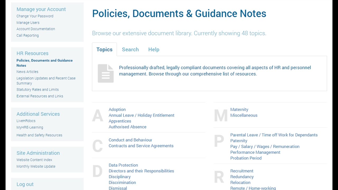 Online HR and employment law resources portal