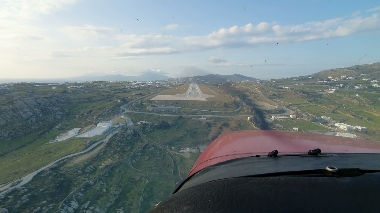 Athens to Mykonos Island, Greece | Landing @ LGMK Rwy 34 | General Aviation | Pilot's awesome view