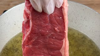 I placed the steak in hot water learned this trick at a 5-star steakhouse!
