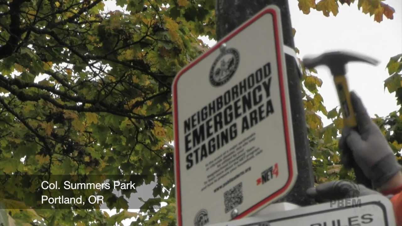 NET emergency staging signs in Portland Parks