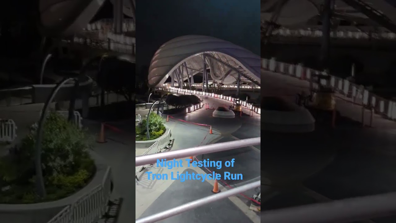 Night testing of Tron Lightcycle Run | Tomorrowland Magic Kingdom