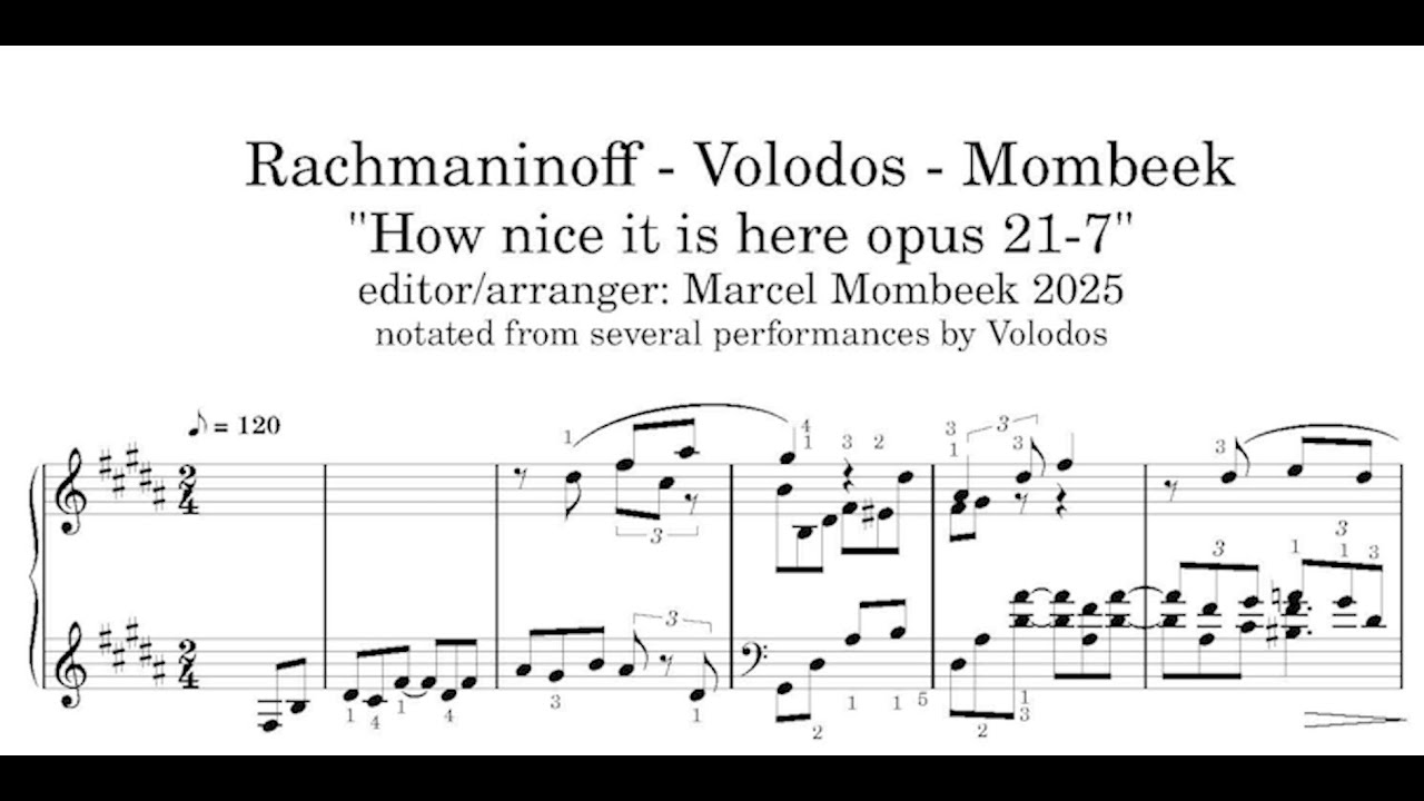 Rachmaninoff-Volodos "how nice it is here" Marcel Mombeek score