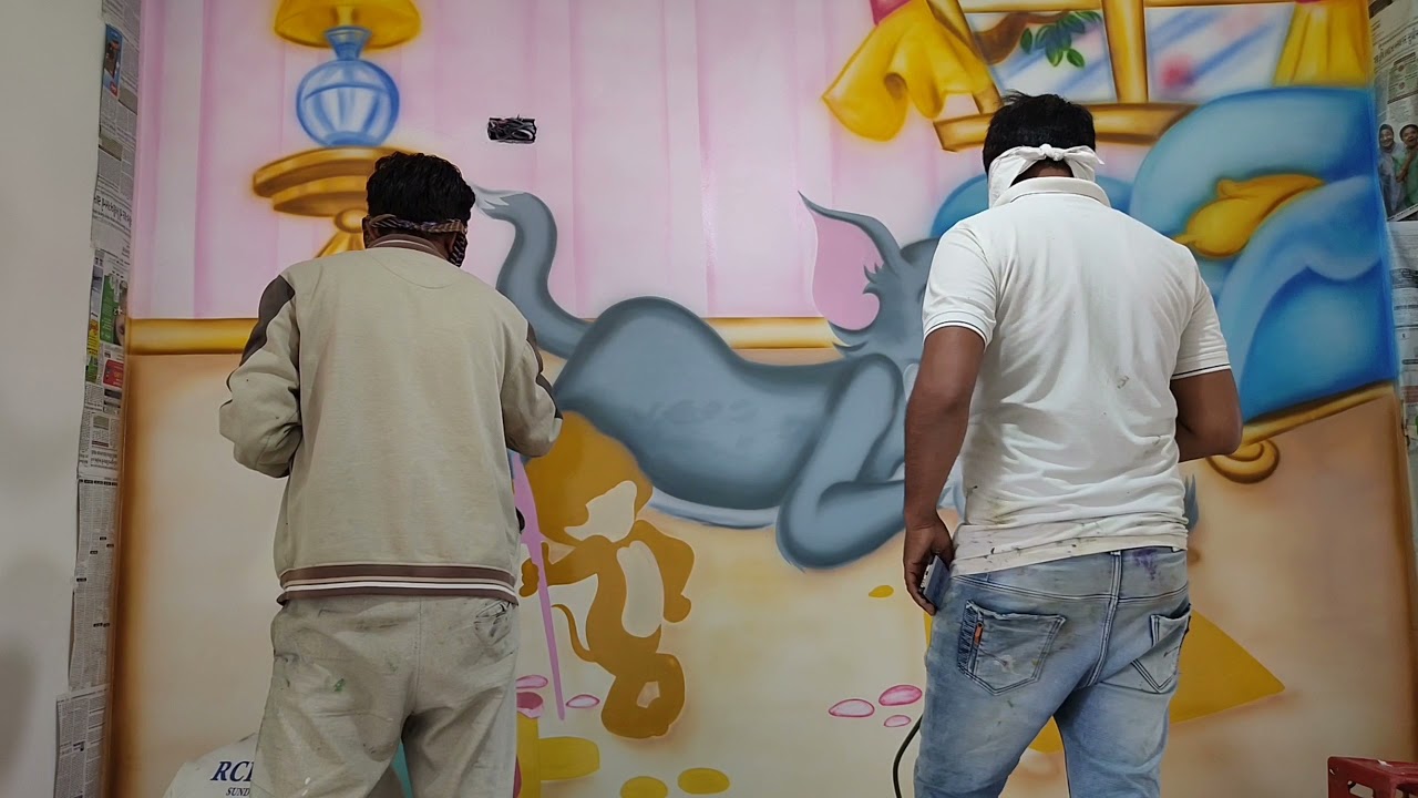 Tom & Jerry Cartoon  wall painting | Time-lapse