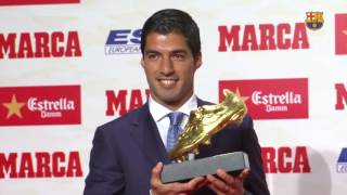 Luis Suárez recibe la Bota de 2015/16 - YouTube