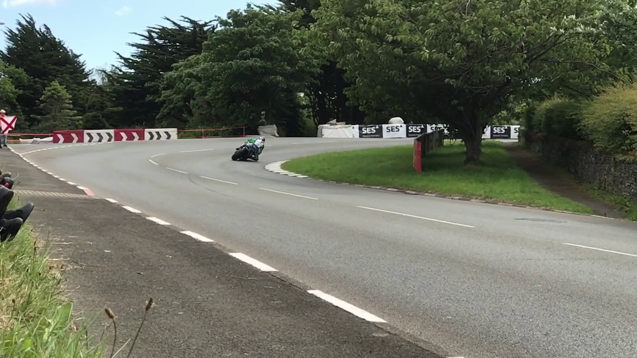 IOM TT 2017 Ian Hutchinson sliding into Sulby Bridge YouTube