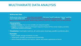 Univariate and multivariate data analysis