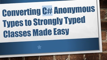 Converting C#  Anonymous Types to Strongly Typed Classes Made Easy