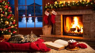 24/7 Cozy Cabin Christmas Fireplace 🔥🎄 Warm Glow, Crackling Fire &amp; Winter Ambience