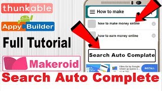 Thunkable Search Auto Complete Full Tutorial | AIA File |  Thunkable | Appybuilder | Makeroid