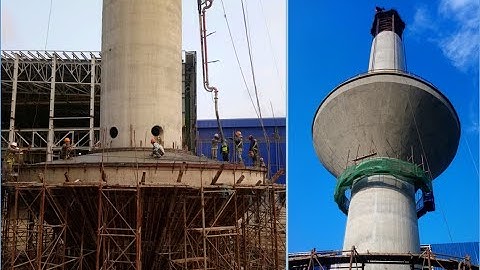 Thi công Tháp nước khẩn cấp / phần 1- Công nghệ thi công ván khuôn neo trượt móng và thân trụ Tháp