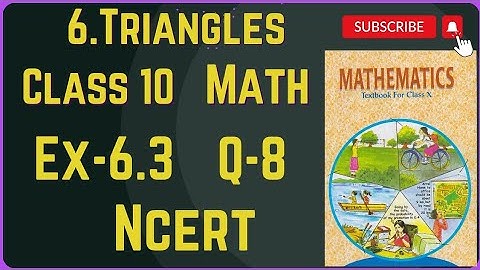 Class 10 Math | Chapter 6 | Exercise 6.3 | Q8 | Triangles | NCERT