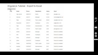 Export table to Excel file using Angularjs in asp net MVC